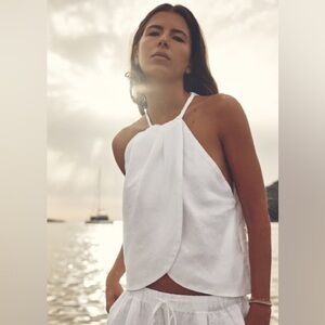 ZARA white linen palazzo top size medium